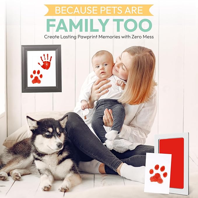 Large Clean Touch Ink Pad for Baby Handprints and Footprints – Inkless Infant Hand & Foot Stamp – Safe for Babies, Doesn’t Touch Skin – Perfect Family Memory or Gift, Red Print Kit by Tiny Gifts