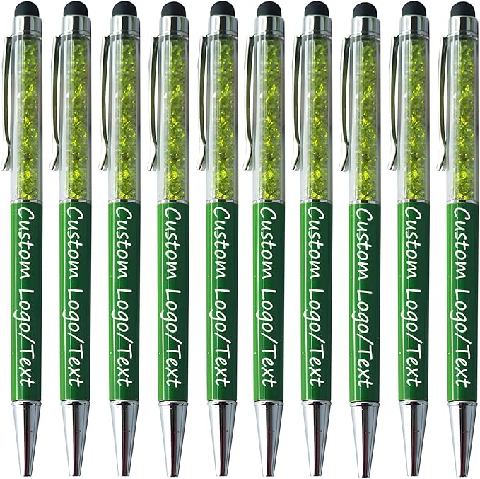 Yucold Customized Pens with Name/Logo - Touch Screen Stylus Ballpoint Pen, Perfect for Weddings, Business & Personalized Gifts (Military Green,100)