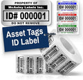 McAuley Labels Custom Asset Tags for Equipment – Numbered, Permanent, Adhesive, Metalized Silver Polyester - ID Label - 2x1 Inches