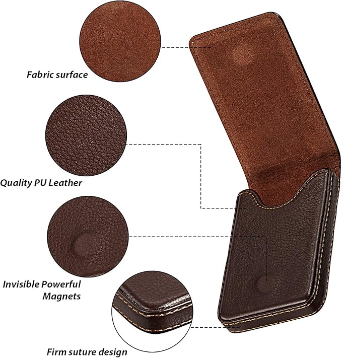 Outus 2 Pieces Business Card Holder, PU Leather Business Card Case Pocket Wallet with Magnetic Shut for Christmas Gift Men Women(Coffee and Coffee,Classic)