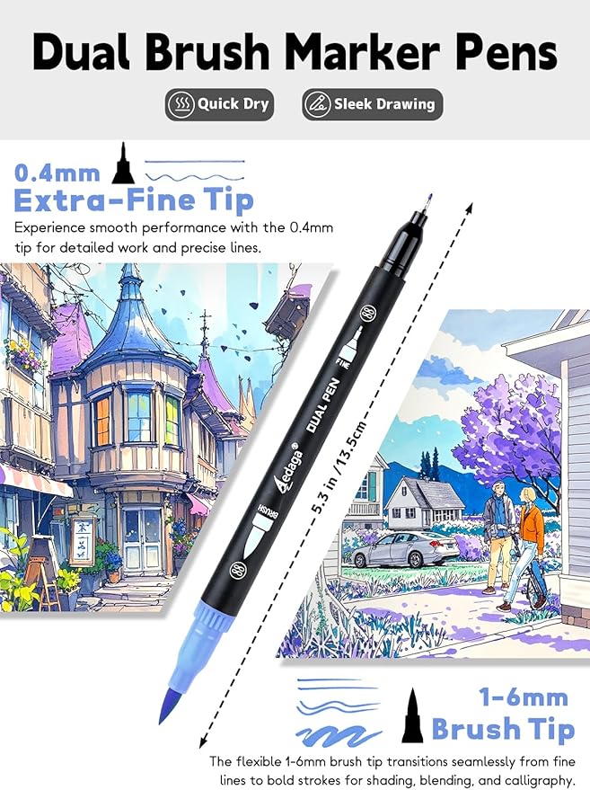 AEDAGA 80 Colors Numbered Dual Tip Brush Pens with Free App, Fine and Brush Tips Pens for Adults, Coloring Markers for Coloring Book Bullet Journaling Note Taking Planner Hand Lettering