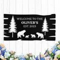 Custom Bear Metal Sign, Custom Bear Metal Wall Art Decor, Personalized Last Name Welcome Signs for Home, Rustic Farmhouse Black Wall Decor for Cabin, Porch, Living Room