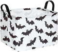 FUULOXE Halloween Bat Storage Basket with Handles Open Gifts&Candy Spooky Basket stuffers for Kids Baby Collapsible Women Organizer Bins Toys Boxes for Shelves Home Office