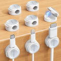 Magnetic Cable Clips Cord Organizer - Lamicall 8Pack [Crystal-Clear & Silver Shine] Cable Management Holder for Phone Charging Cord, Strong Adhesive for Nightstand, Home Office Desk Decor Accessories