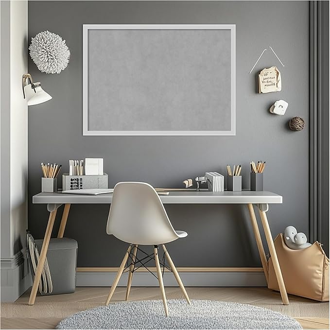 Amanti Art Silver Framed Magnetic Board 21x29 Medium Vision Board for use with Magnets, 100% Metal Sheet to Display Items as Office Decor or for Home Organization in mudroom, Kitchen or Kids Room