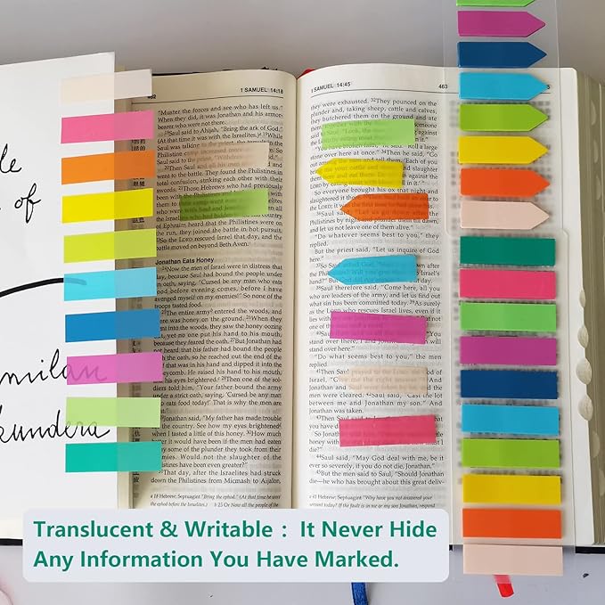 ELII 5400PCS Books Tabs for Annotating,Sticky Tabs Clear Sticky Notes, Morandi Page Markers for Notebooks, Multi-Colored Writable and Repositionable Book Flags Strip