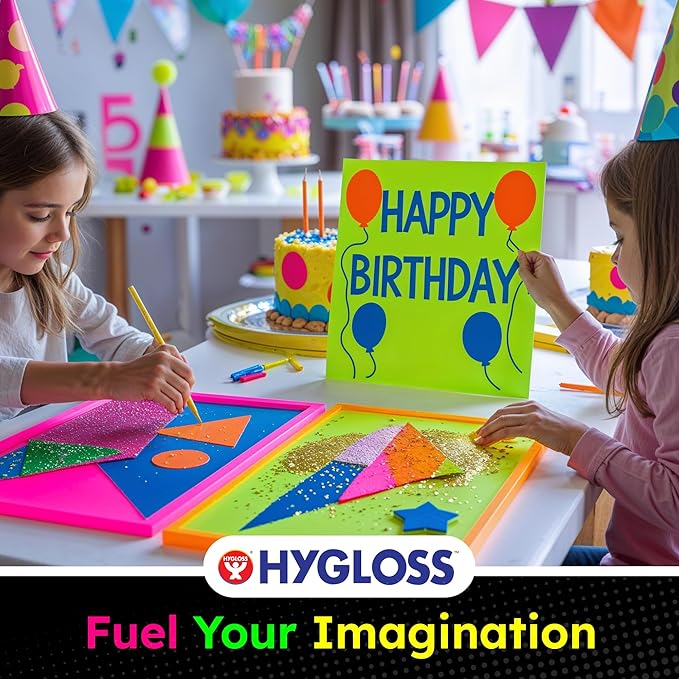 Hygloss Medium Poster Board 11x14 - 50 Assorted Neon Color Poster Boards Bulk Pack - 10 Pt. Thickness Colored Poster Board Paper for Projects, Signs, Displays - Posterboard Multipack 11" x 14"