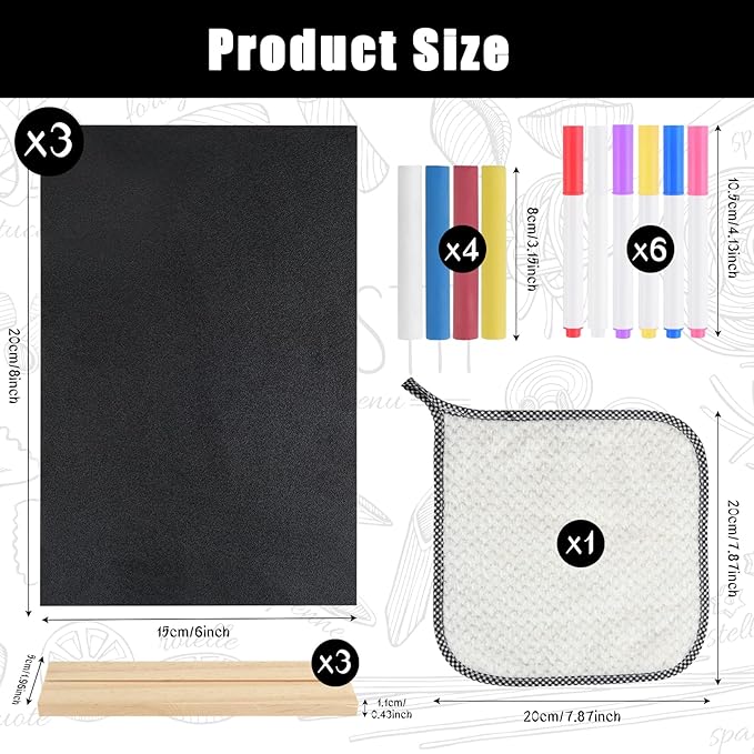 BOUBONI 3 Pack Small Chalkboard Signs with Wood Stand 6 x 8 inch Tabletop Chalkboard Sign Double-Sided Message Menu Boards for Kitchen Wedding Bar and Restaurant