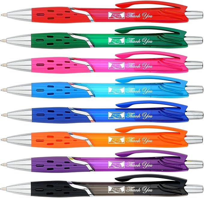 SyPen Personalized Ballpoint Pens With your Custom Logo or Text-300 Pack Bulk-for Businesses, Parties, and Events, Custom Printed, Vivid Colored Translucent Barrel, Click Pens, Black Ink, Black Pens