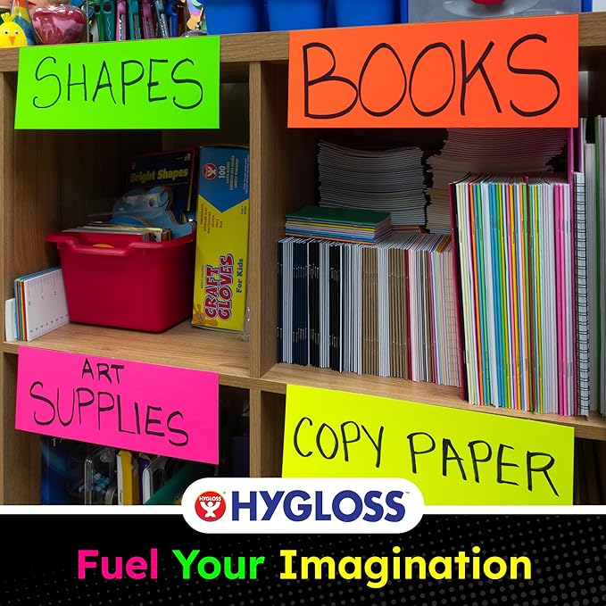 Hygloss Small Poster Board 4x11 - 100 Assorted Neon Color Poster Boards Bulk Pack - 10 Pt. Thickness Colored Poster Board Paper for Projects, Flash Cards, Signs - Posterboard Multipack 4" x 11"