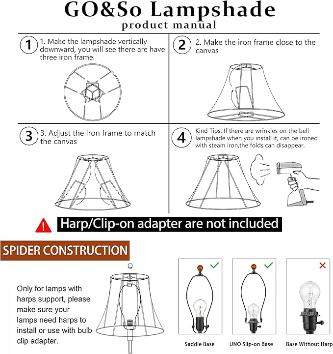 GOSO Bell Lamp Shades Set of 2 Medium Off White, Scalloped Lamp Shade for Table Lamp,Floor Lamps Replacement Braids with Petal Edges, 6×13×9.8 Inch Spider Easy Assembly Modern Art Decor for Bedroom