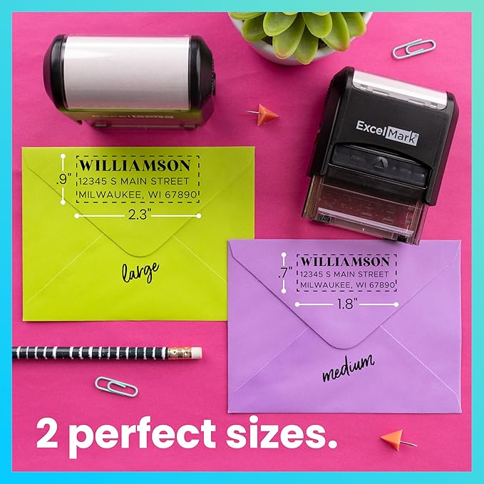 ExcelMark Personalized Return Address Stamp – Custom Self Inking Rubber Stamp (Large, The Statement)
