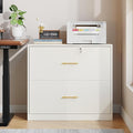 GFGWXW 2 Drawer Lateral File Cabinet with Lock, Suitable for Letter/A4/F4/Legal Size Hanging Files,Large Wood Filing Storage Cabinets Printer Stand for Home Office,White