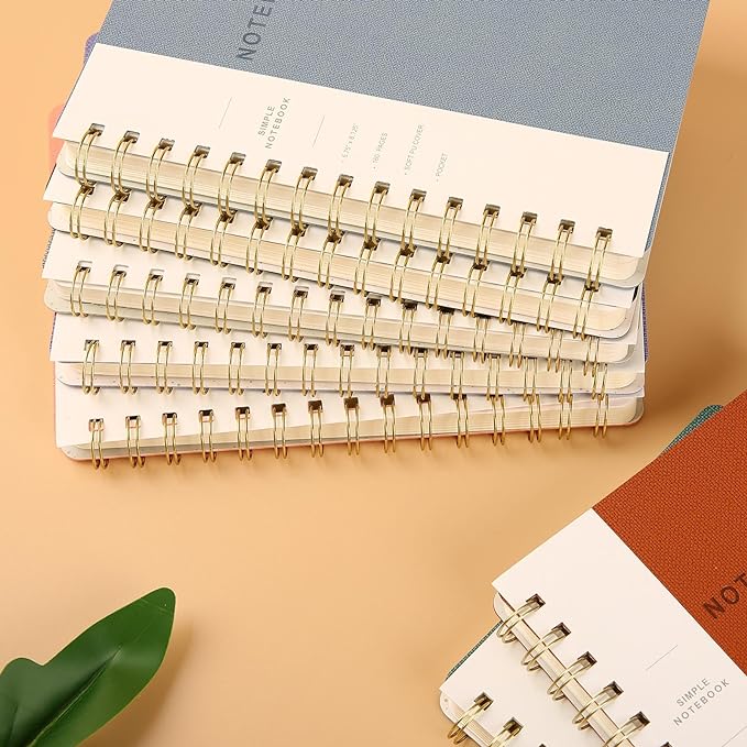 Spiral Notebook-5.75" x 8.125" College Ruled Journal with Inner Pockets and 160 Pages,PU Leather Cover Business Journal, Twin-Wire Binding Notebook Perfect for Office & Home School Supplies Light Green