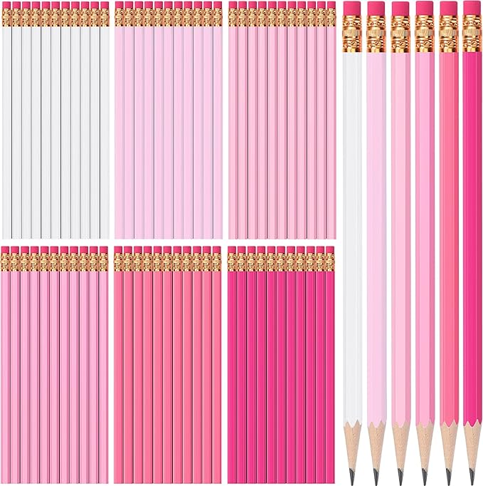 TecUnite 120 Pcs #2 HB Pencils with Eraser No 2 Unsharpened Wooden Hexagonal Pencils for Adults Gifts for School Exam art Learning Office Sketching(Pink Series)