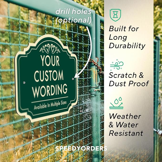 Custom Aluminum Signs: Driveway/Outdoor Metal, Waterproof, Forest Green 24x18 In