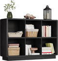 ChooChoo 6 Cube Storage Organizer, Wooden Bookcase with Storage, Cube Storage Bookshelf for Bedroom and Home Office, Black