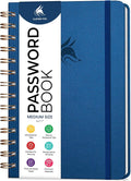 Clever Fox Password Book Spiral – Internet Address & Password Organizer with Laminated Alphabetical Tabs – Password Keeper Journal – Hardcover, Medium Size, 6.1x7.7” (Mystic Blue)