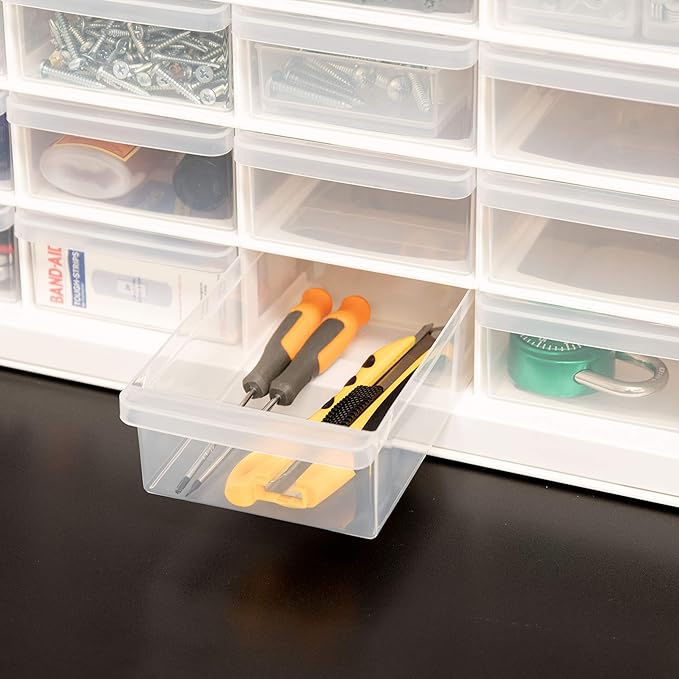 IRIS USA Screw Tool Organizer Small Parts Cabinet Chest, 44-Drawer Hardware Electronics Nuts Bolts Storage Drawers Organization Toolbox Garage Craft Business Teacher Beads Scrapbook Art Hobby - White