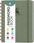 Clever Fox Password Book Spiral – Mini Internet Address & Password Organizer with Laminated Alphabetical Tabs – Small Password Keeper Journal – Hardcover, Pocket Size, 4.7x5.7” (Cypress)