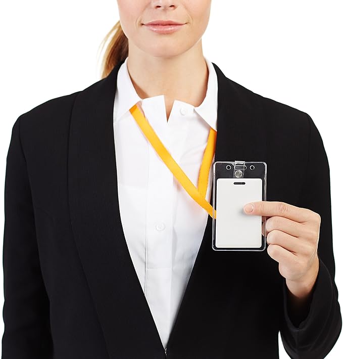 Amazon Basics ID Badge Holders, Vertical Clear Plastic 2.55" x 4.41", Pack of 50