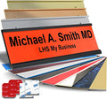 Personalized Name Plate with Choice of Mounting for Walls, Doors, Desk Holders, Cubicles, Hanging and More - Custom Orange Plastic Black Letters - USA Made 2x8 - B11