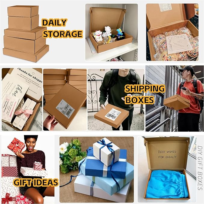 JOWLOT 9x6x3 inch Small Shipping Boxes Set of 25, Brown Corrugated Cardboard Box Literature Mailer for Mailing Packing Moving and Storage