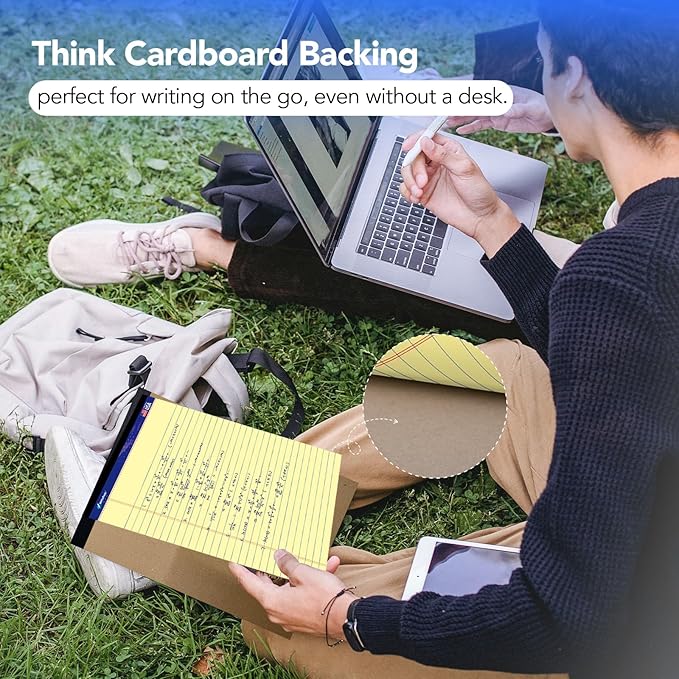 WritePads Legal note pads 8.5"x14" Legal Pads,Wide Ruled,Canary Paper,12 Pack,50 Sheets Per Writing Pad,Micro perforated Writing Pad,BL-LCY50W-12PAD