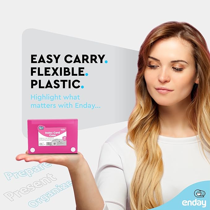 3" X 5" Index Card Case Holds 100 Cards Includes Business Card/Index Holder and 5 Tab Dividers Comes in Assorted Color – (Pack of 4) By (Emraw)