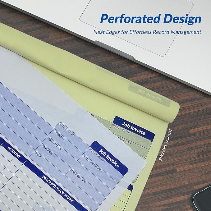 Harfesto Job Work Order Forms, Large Size Contractor Invoice Book 8-1/2" x 11-7/16", Invoice Receipt Book for Small Business, 2-Part Carbonless Forms, 200 Sets (4 Books)