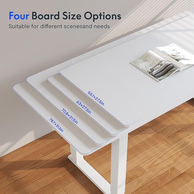 FLEXISPOT E6Q 4 Legs Standing Desk 71 x 32 Inch Adjustable Height Desk with Splice Board Home Office Sit Stand Up Desk, White Top + White Frame
