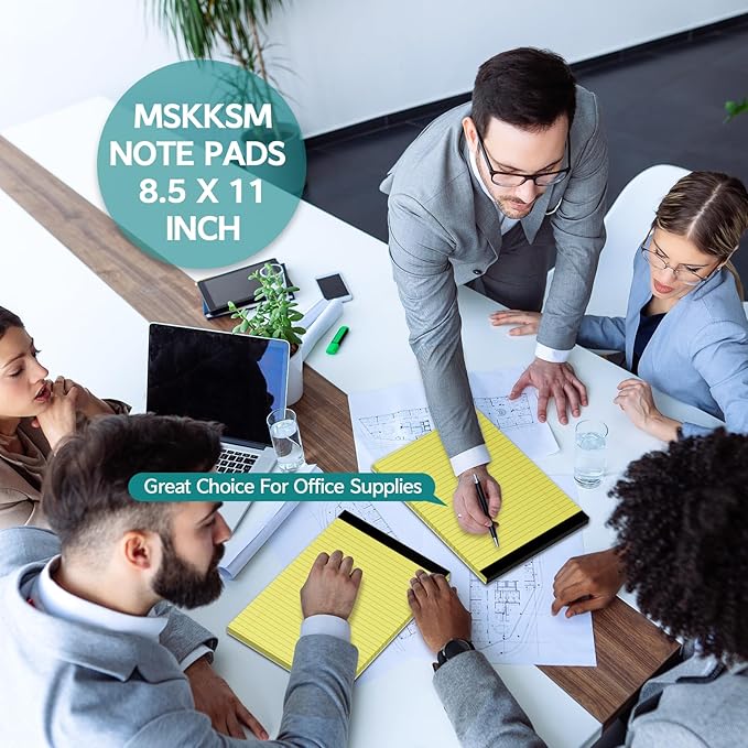 MSKKSM Legal Pads 8.5 x 11, 3 Pack Yellow Note Pads 8.5 x 11 Writing Pads(50 Sheets/Pad), Wide Ruled Legal Notepads, Lined Pads of Paper Yellow Paper Pads, for School, Home, Office, Business