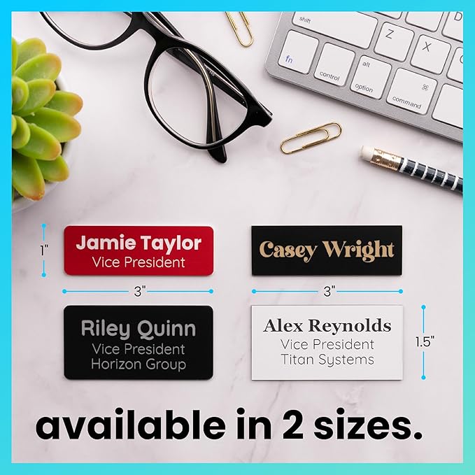 ExcelMark Custom Name Tag - Engraved Name Badge with Pin or Magnetic Backing, 16 Colors, 6 Fonts, and 2 Sizes to Choose from (Walnut w/White Letters, 1"x 3")