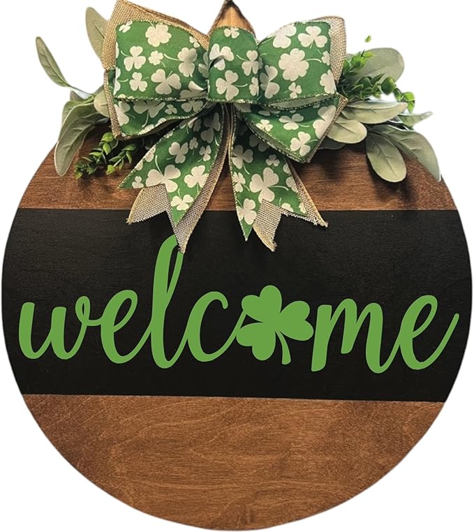 Wood front door sign Wood sign Home decor Welcome sign Sign for front door House warming gift Wedding gift (Saint Patrick's-UV020(A41) S003, 11" Width)