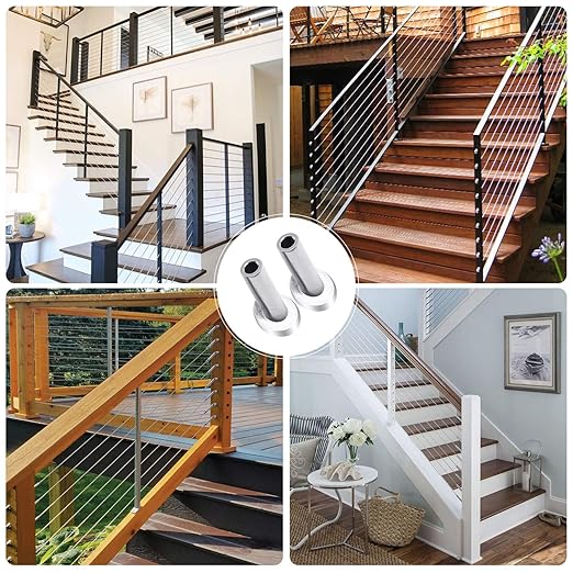 [Patent]CKE 40 PCS 30 Degree Angle Cable Railing Corner Protector Sleeve for 5/32", 3/16" Wire Rope Deck Cable Railing, T316 Marine Grade Stainless Steel Beveled Protective Sleeves for Wood Post, CR30