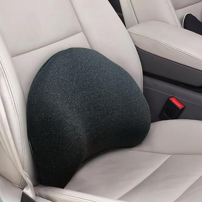 Super Snug Lumbar Support Pillow for Car, 100% Memory Foam Lumbar Pillow with Breathable Removable Cover, Ergonomic Design - Back Pillow Lumbar Support Pillow for Car Seat/Back Pain Relief(Black, 1PC)