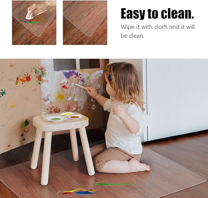 Kuyal Clear Chair Mat, Hard Floor Use, 48" x 30" Transparent Office Home Floor Protector mat Chairmats (30" X 48" Rectangle)