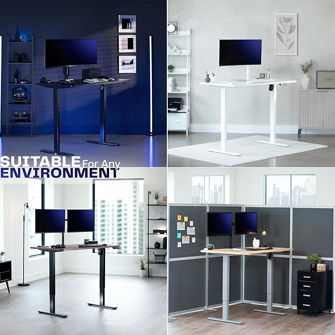 VIVO Electric 48 x 30 in Standing Desk, Memory Height Adjustment, 1B Series, Holds 220 lbs, One-Piece Reclaimed Wood Top, White Frame, DESK-KIT-1W5P