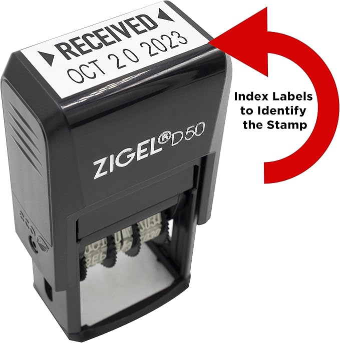 ZIGEL D50 Date Stamp with Entered - Self Inking Date Stamp - Black