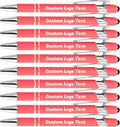 HEYZARDA Personalized Pens with Name Text Logo Custom Ballpoint Pen for Business Office Events with Stylus for Touchscreen 50 Pcs Peach