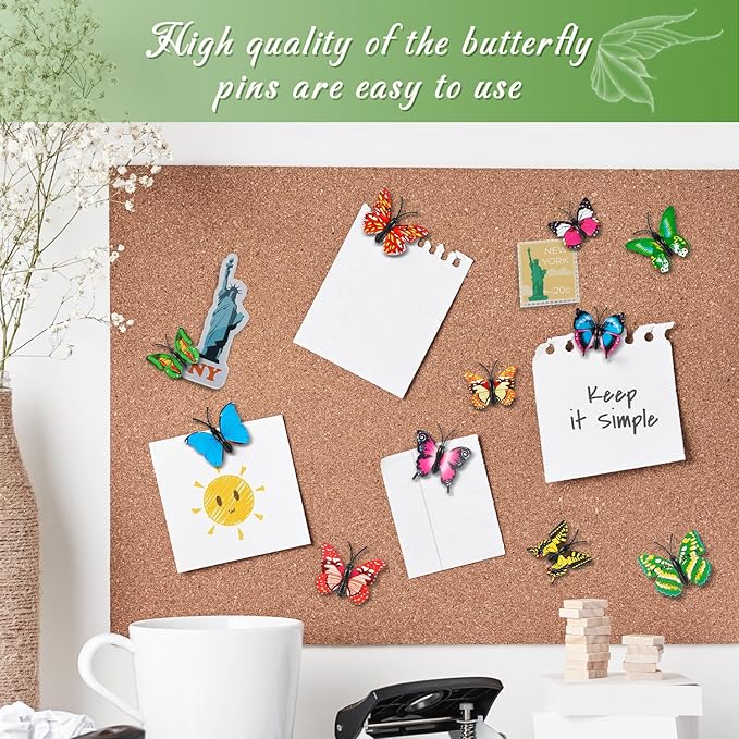 50Packs Butterfly Thumb Tacks Decorative Push Pins Cute Thumb Tacks Red Pushpins for Cork Board Thumbtacks for Hanging for Board Bulletin Wall in Cubicle Office Cubicle Decor Decorations