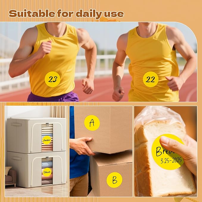 3 Inch Round Color Coding Labels (500 per Roll) - Colored Dot Stickers Round Labels for Inventory, Warehouse, Office Organizing - Yellow Circle Stickers