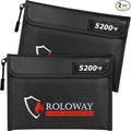 ROLOWAY Fireproof Bag (9.6 x 6.6 inches) 5200℉ Heat Insulated, Fireproof Money Bag with Zipper for Cash (2-Pack Black)
