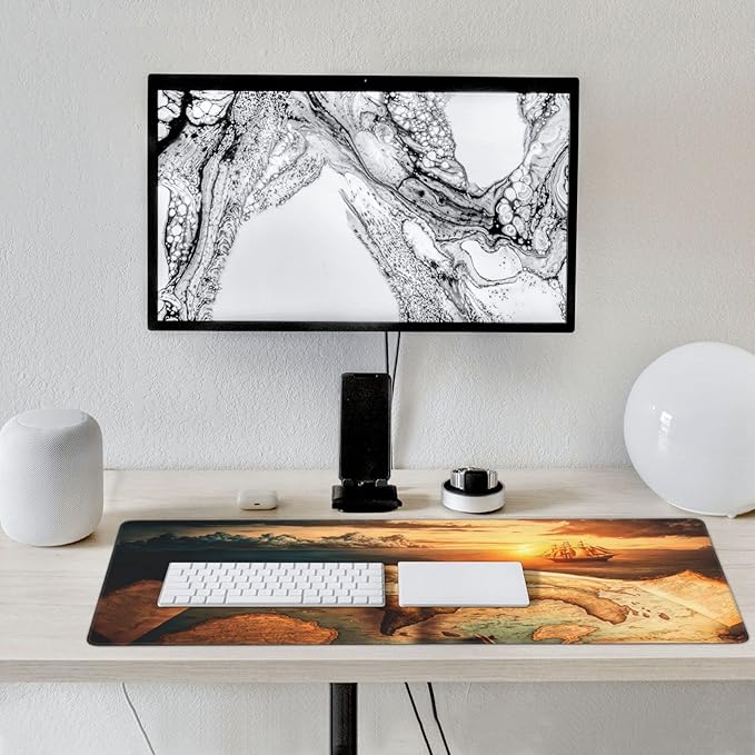 CANFLASHION Gaming Mouse Pad,Large Mouse Pads for Desk,Non-Slip Rubber Base Extended Mousepad,XXL Keyboard Mouse Mat,Computer Keyboard Desk Pad with Stitched Edges,35.4x15.8inch,Antique World Map
