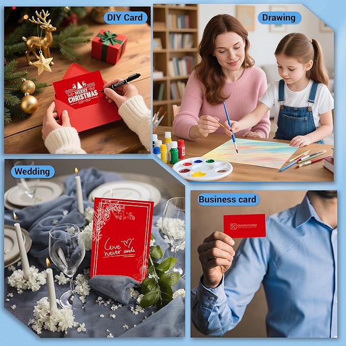 Cardstock Paper, Red Cardstock 8.5x11, 80 Sheets Christmas Card Stock, 200GSM Thick Printer Paper 8.5x11, Red Blank Card Stock Paper for Greeting Cards, DIY Cards, Wedding Invitation, Postcards