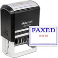 MaxMark Large Self-Inking Rubber Date Office Stamp with Faxed Phrase & Date - Blue/Red Ink, 12-Year Band - Style 3