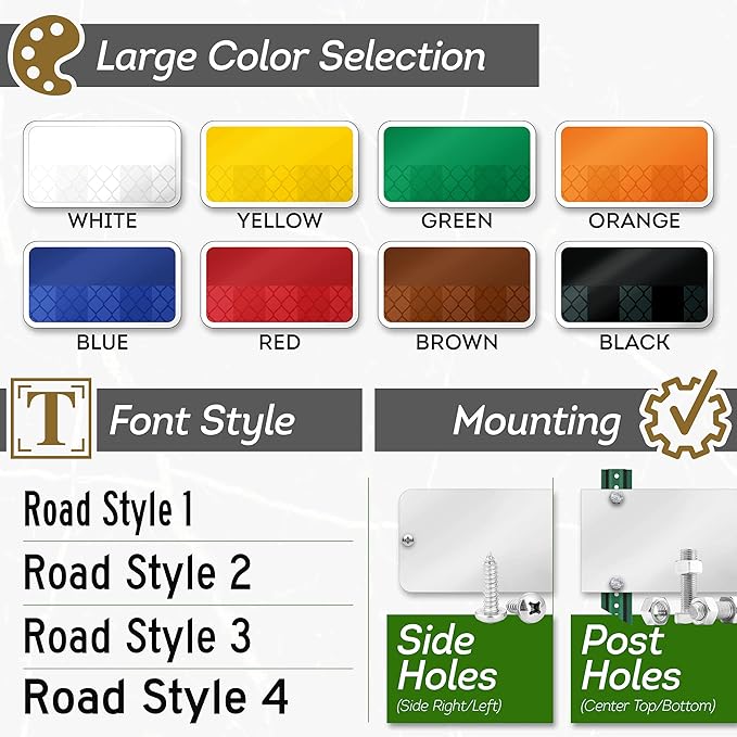 Custom Street Sign, Address Sign, 8 Colors, Reflective Option, Mounting Options, 4x18 inch, Thick Rust-Free AlumaBond, Made in USA By My Sign Center (US State)