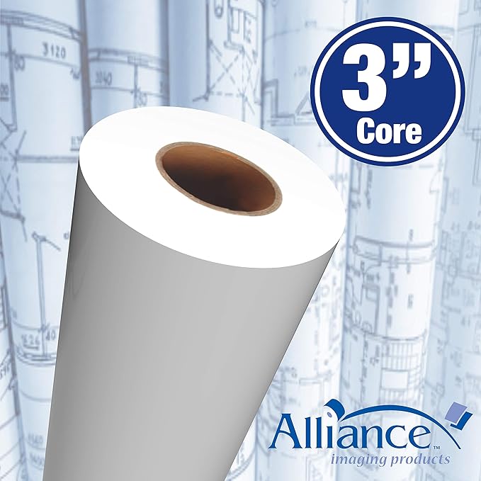 Alliance Wide Format Paper Rolls Bond Engineering (20lb | 4 Rolls, 15 In x 500 FT | 3" Core)