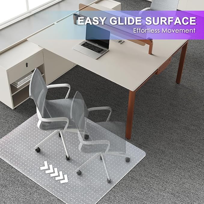 Vicwe Office Chair Mat for Carpet, 2 Pack, 36''x 48'' Heavy Duty Chair Mat for Carpeted Floors, Easy Rolling Hard Mat for Office Chair on Carpets, Anti-Slip Carpet Protector Mat Clear,Ship Flat