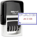 MaxMark Office Self Inking Date Stamp with Phrase Paid - 2 Color Blue/Red Ink